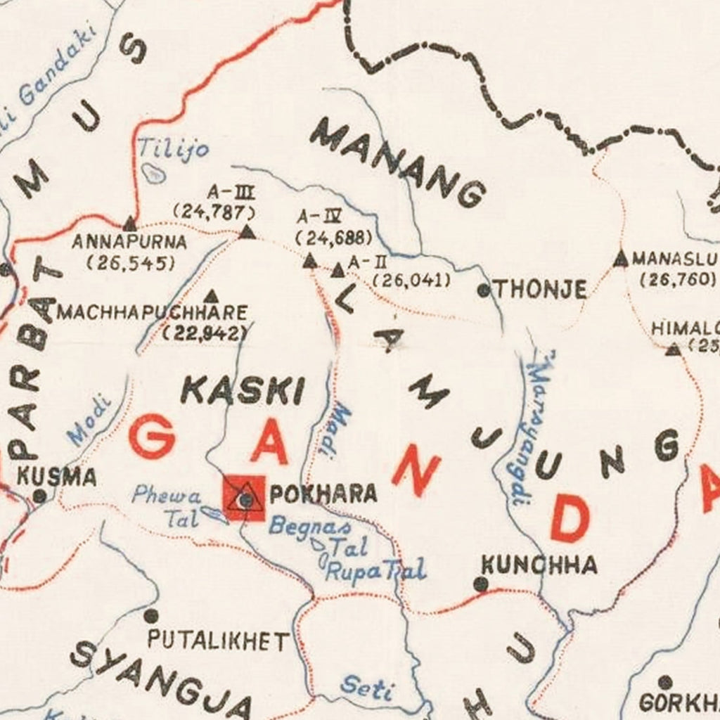 Vintage Map of Nepal 1969