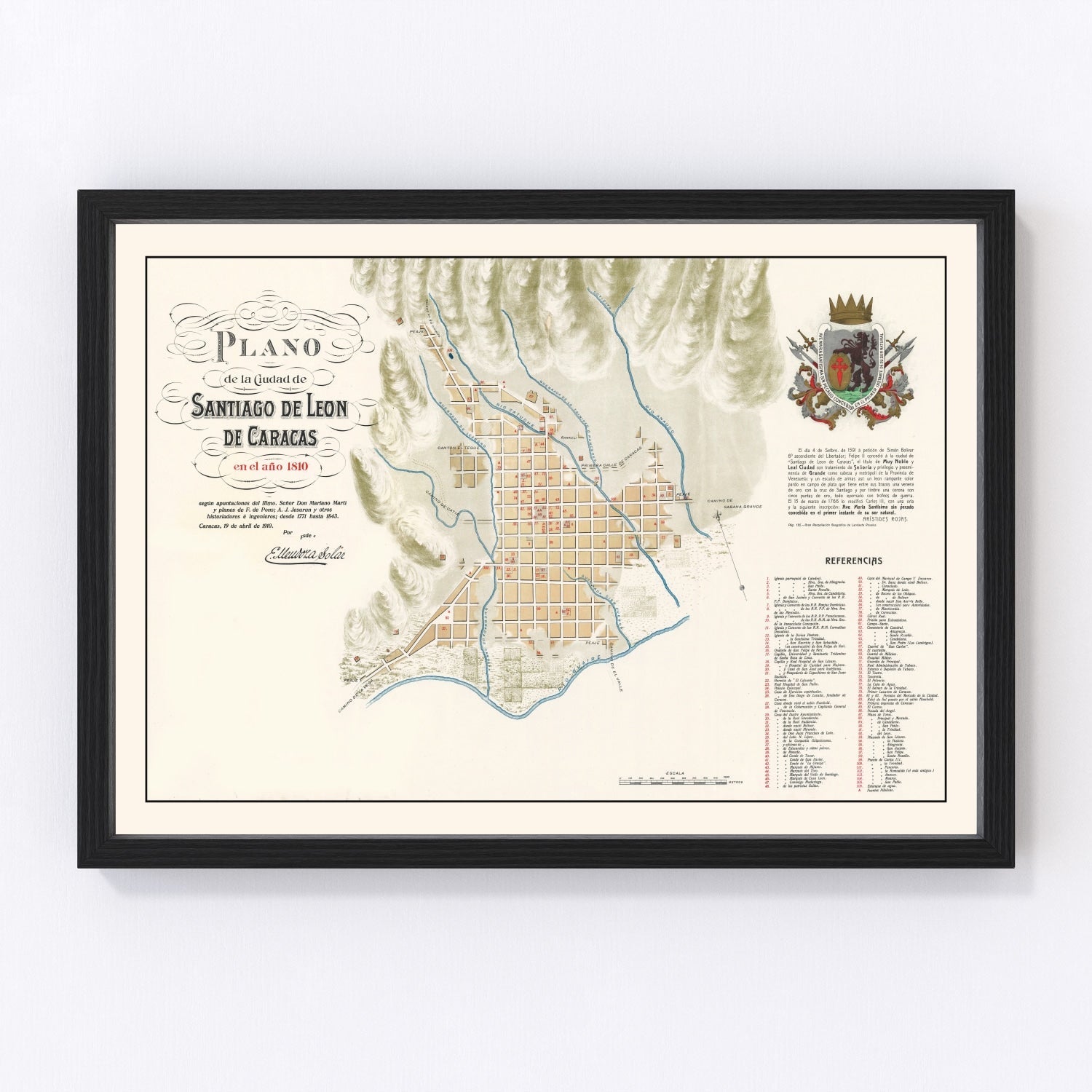 Vintage Map of Caracas, Venezuela 1810