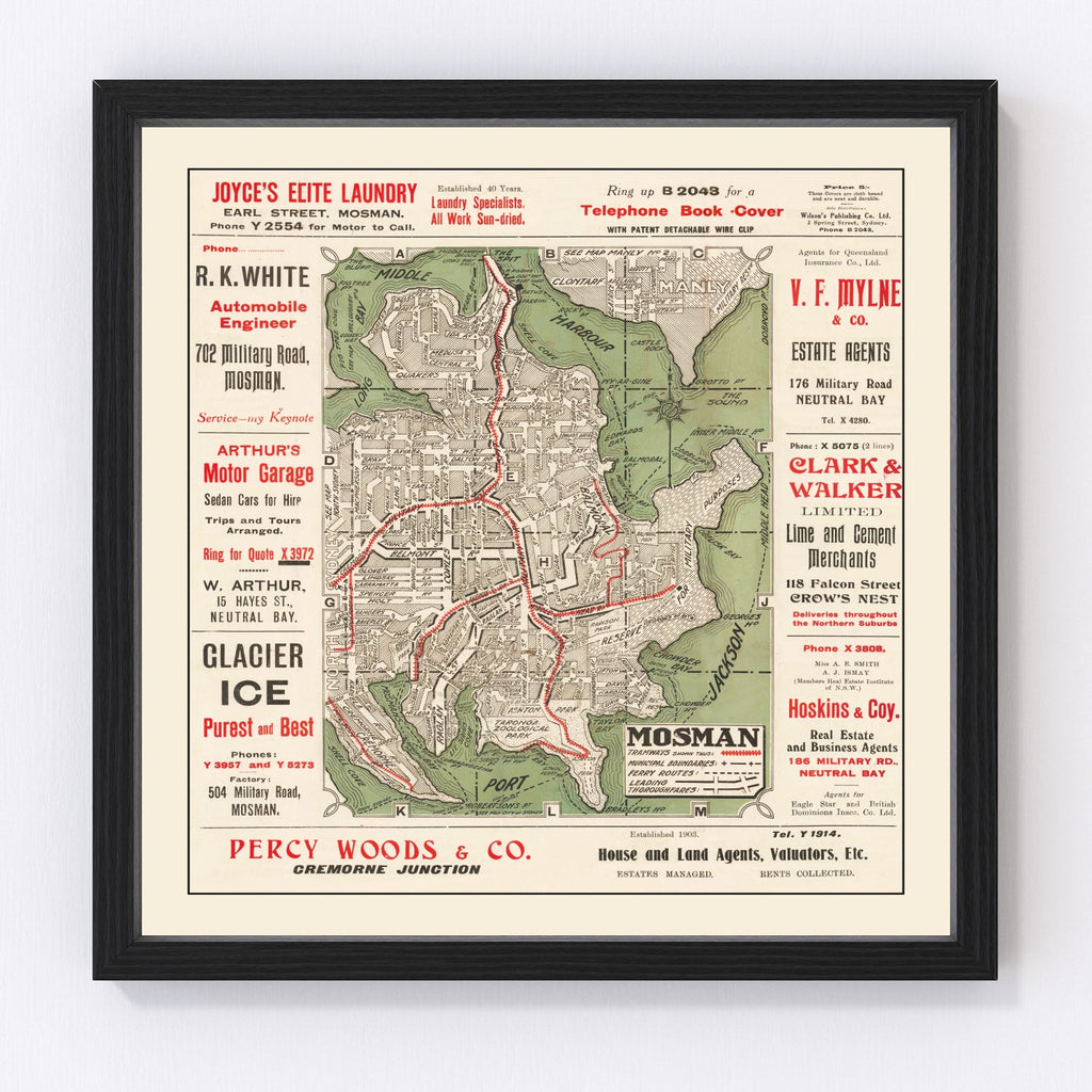 Vintage Map of Sydney, Australia 1925