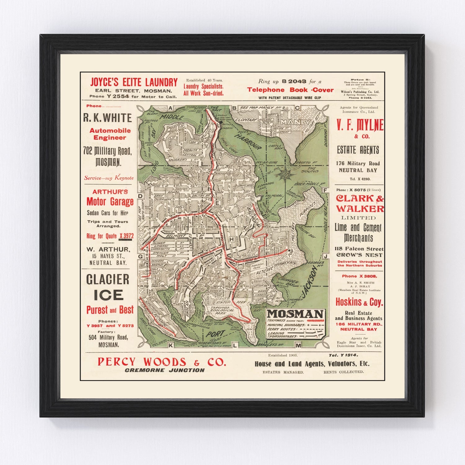 Vintage Map of Sydney, Australia 1925