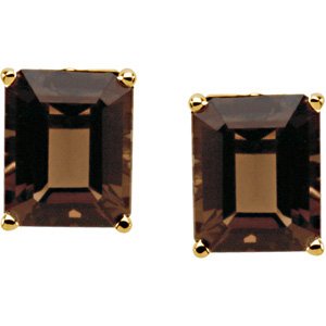 14K Yellow Gold Natural Smoky Quartz Earrings – image 2