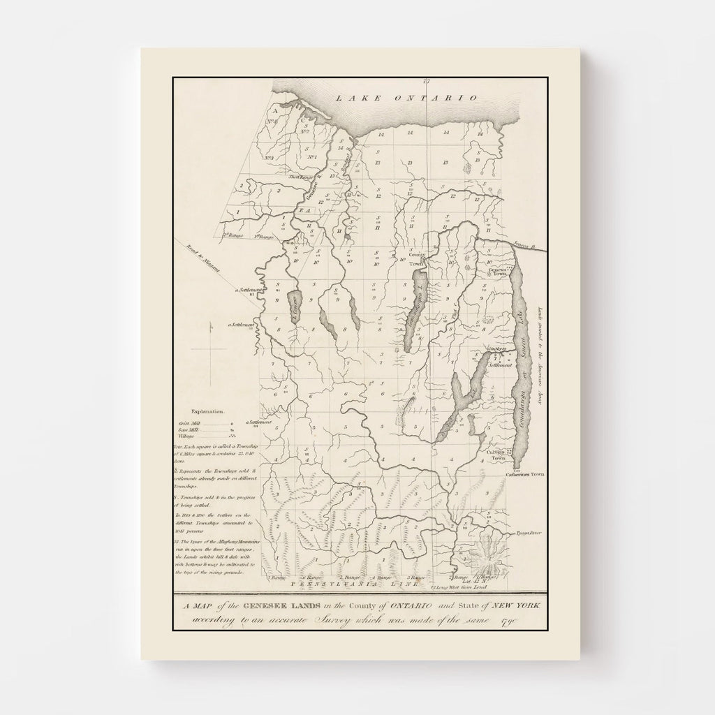 Vintage Finger Lakes Region Map 1849