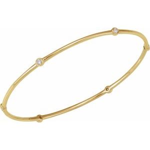 14K Yellow Gold 1/4 CTW Lab-Grown Diamond Bezel-Set Bangle 8" Bracelet – image 2