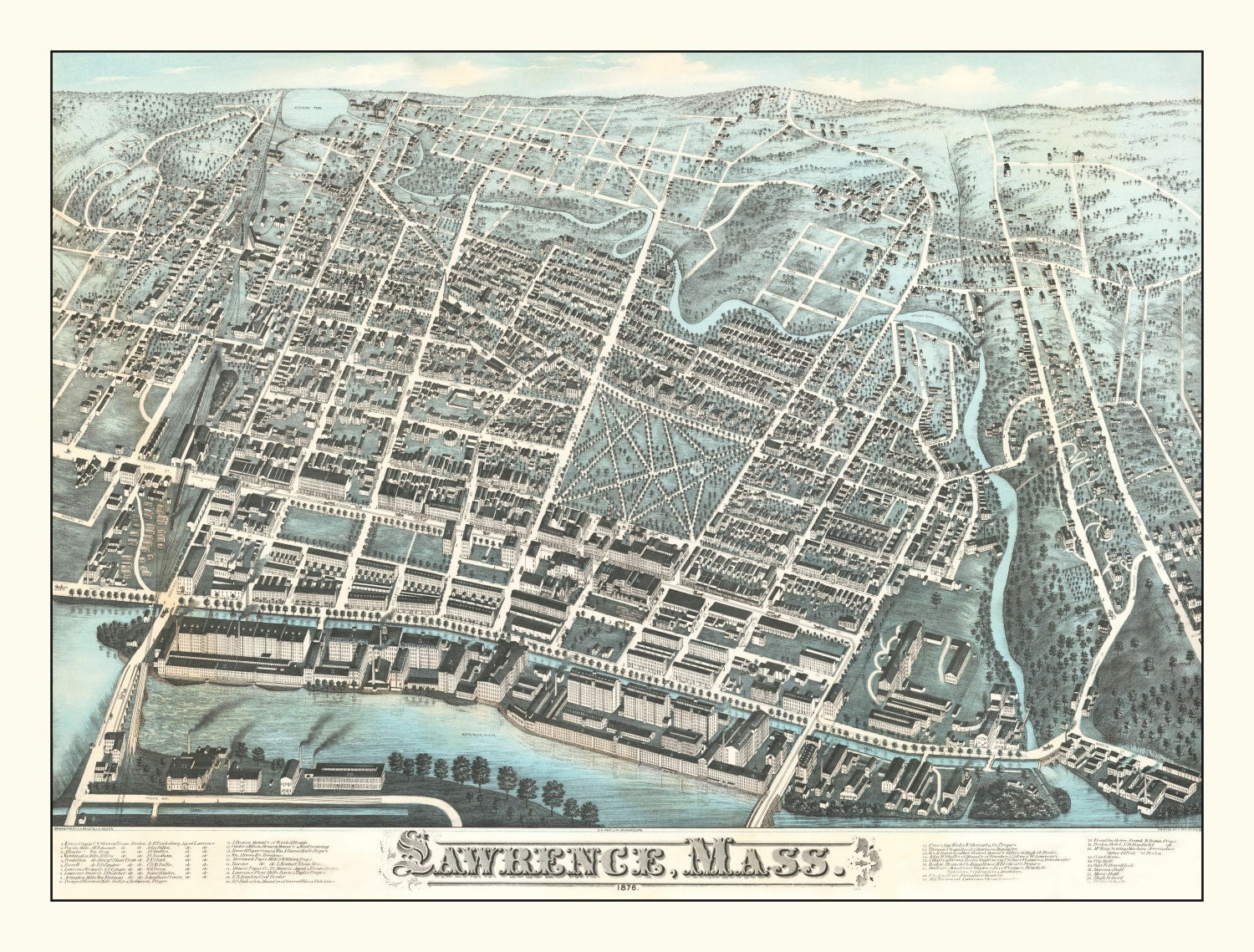 Vintage Map of Lawrence, Massachusetts 1878