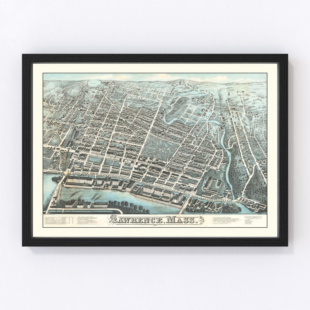 Vintage Map of Lawrence, Massachusetts 1878