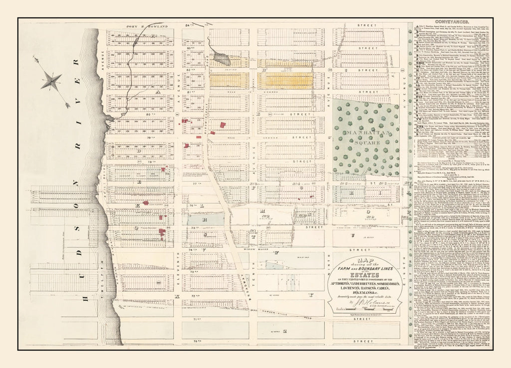 Vintage Upper West Side Manhattan Map 1874
