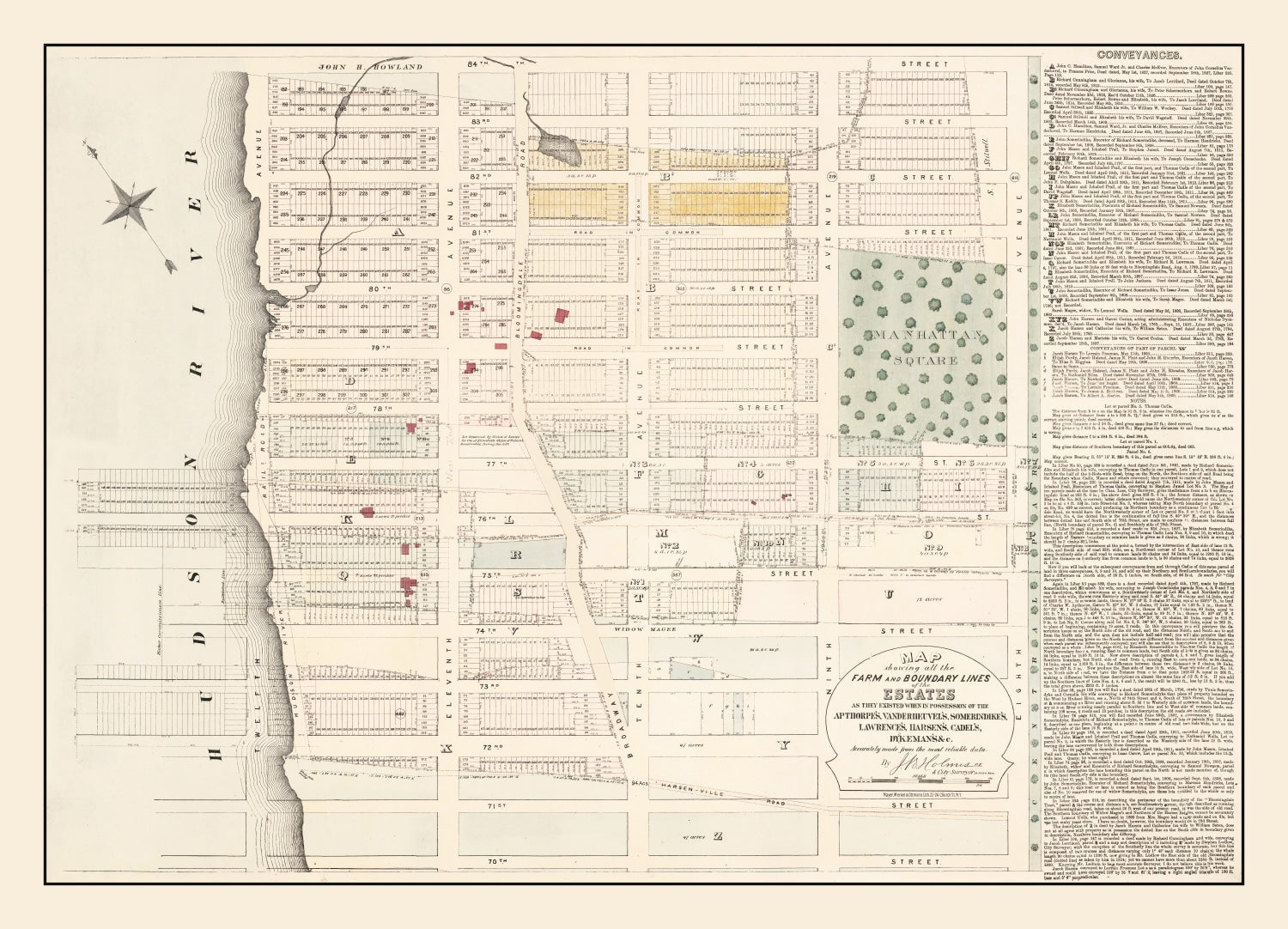 Vintage Upper West Side Manhattan Map 1874
