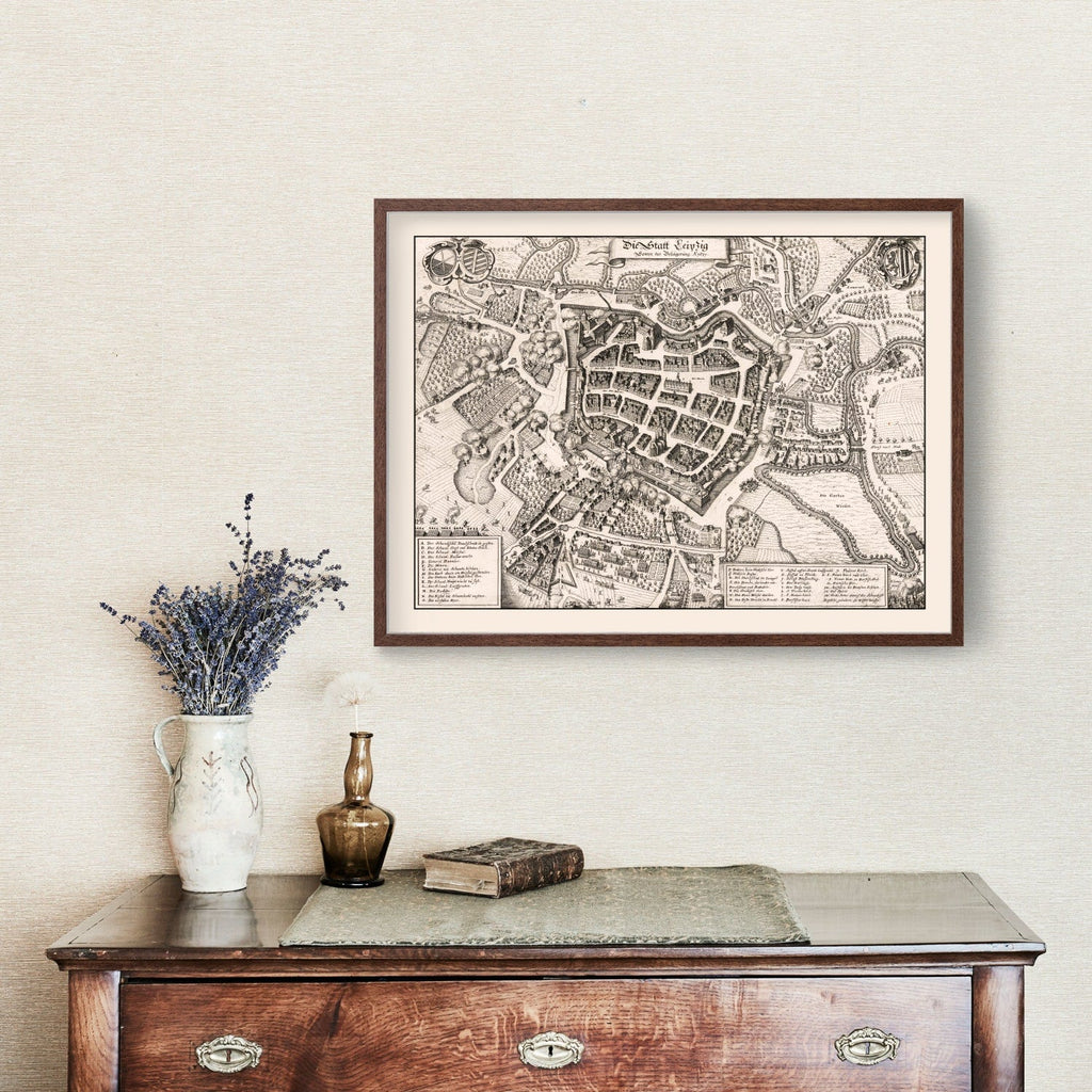 Vintage Map of Leipzig, Germany 1637