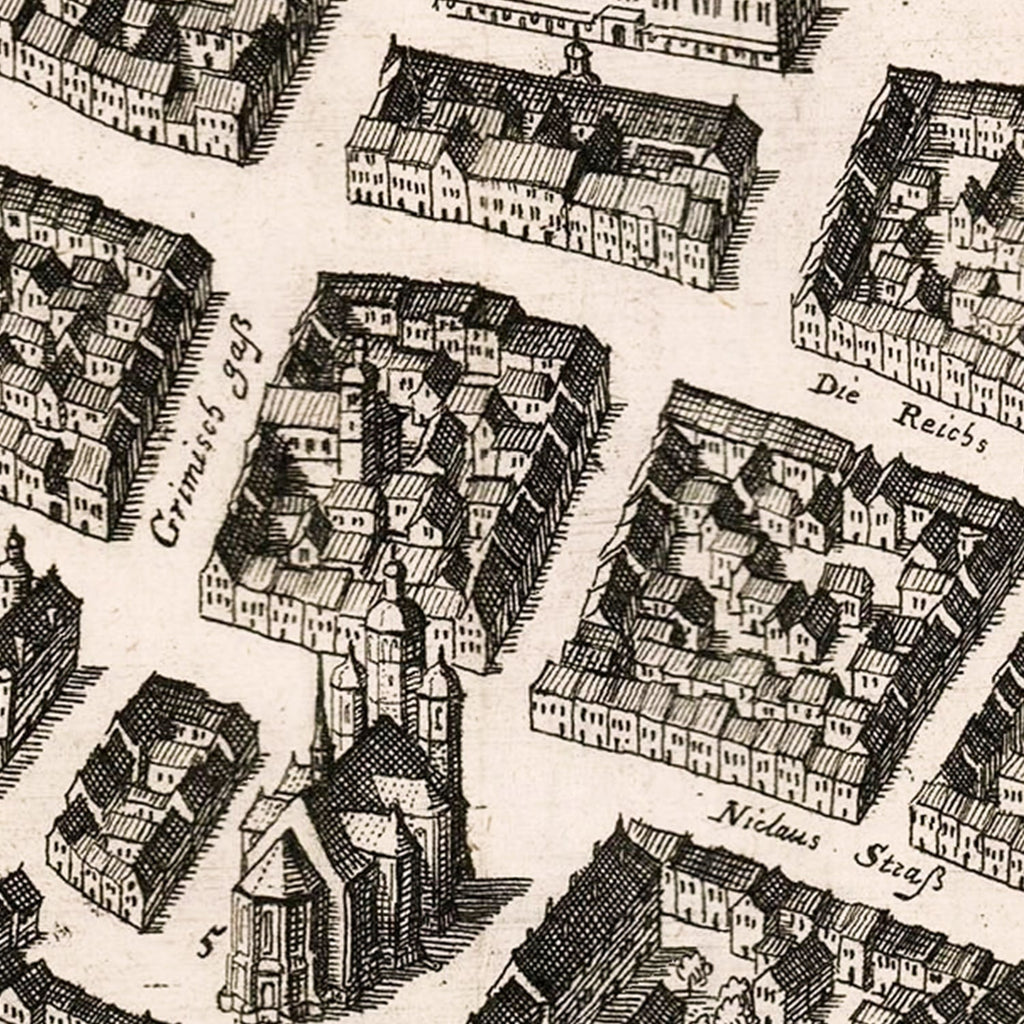 Vintage Map of Leipzig, Germany 1637