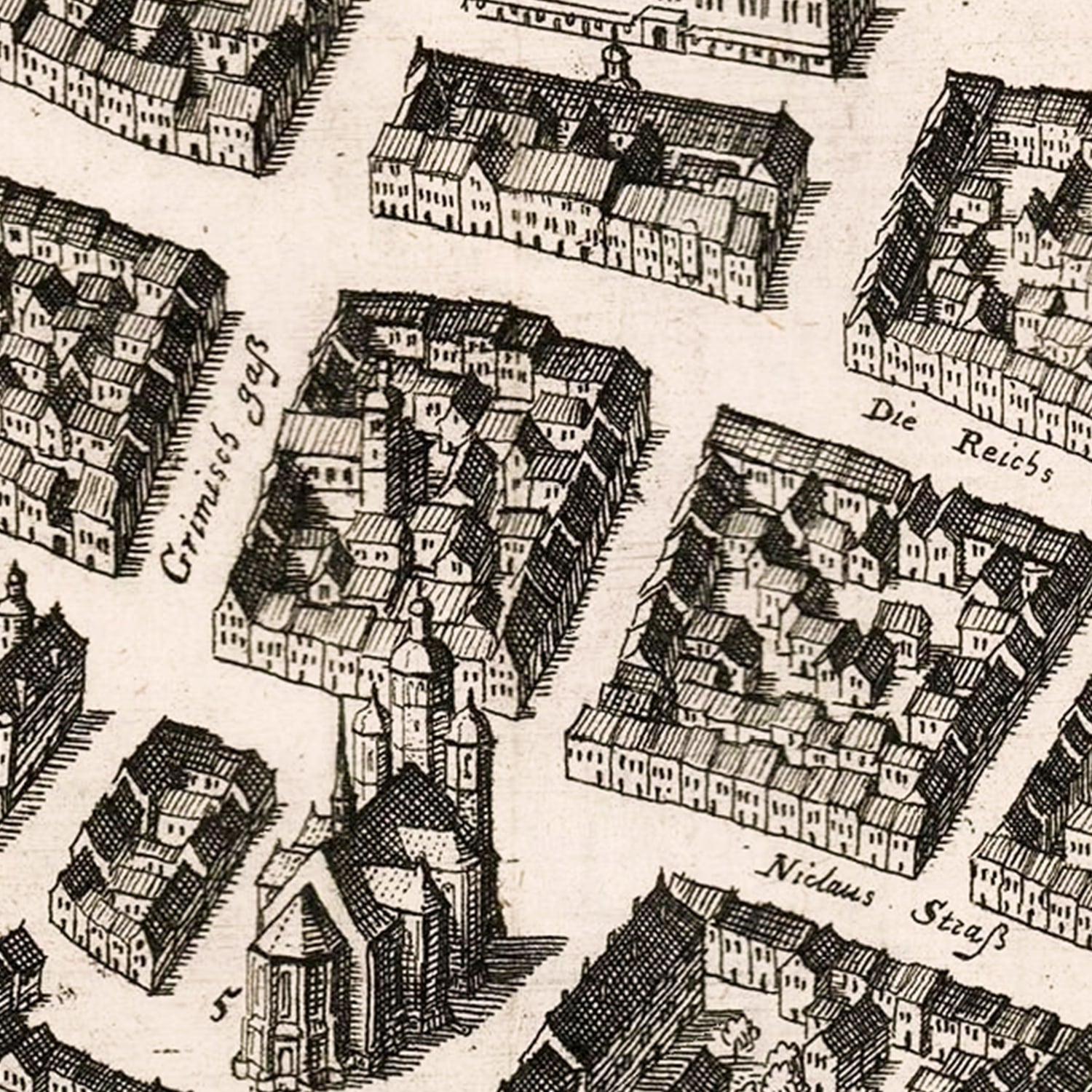 Vintage Map of Leipzig, Germany 1637