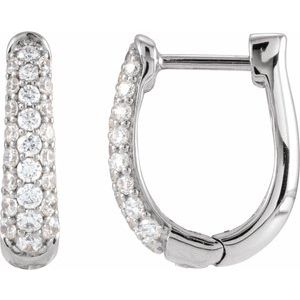14K White Gold 1/5 CTW Lab-Grown Diamond 10.1 mm Hoop Earrings