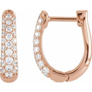 14K Rose Gold 1/5 CTW Lab-Grown Diamond 10.1 mm Hoop Earrings