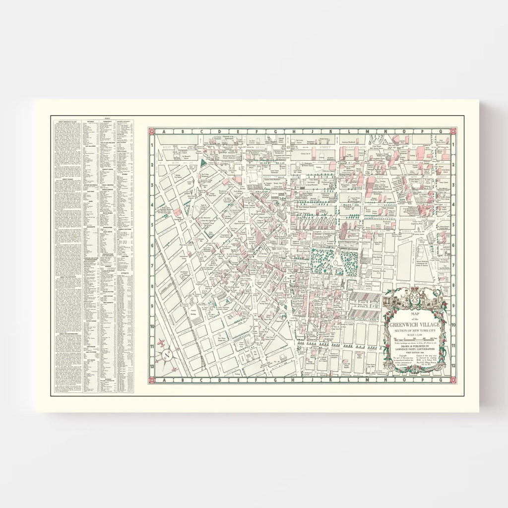 Vintage Greenwich Village New York City Map 1960