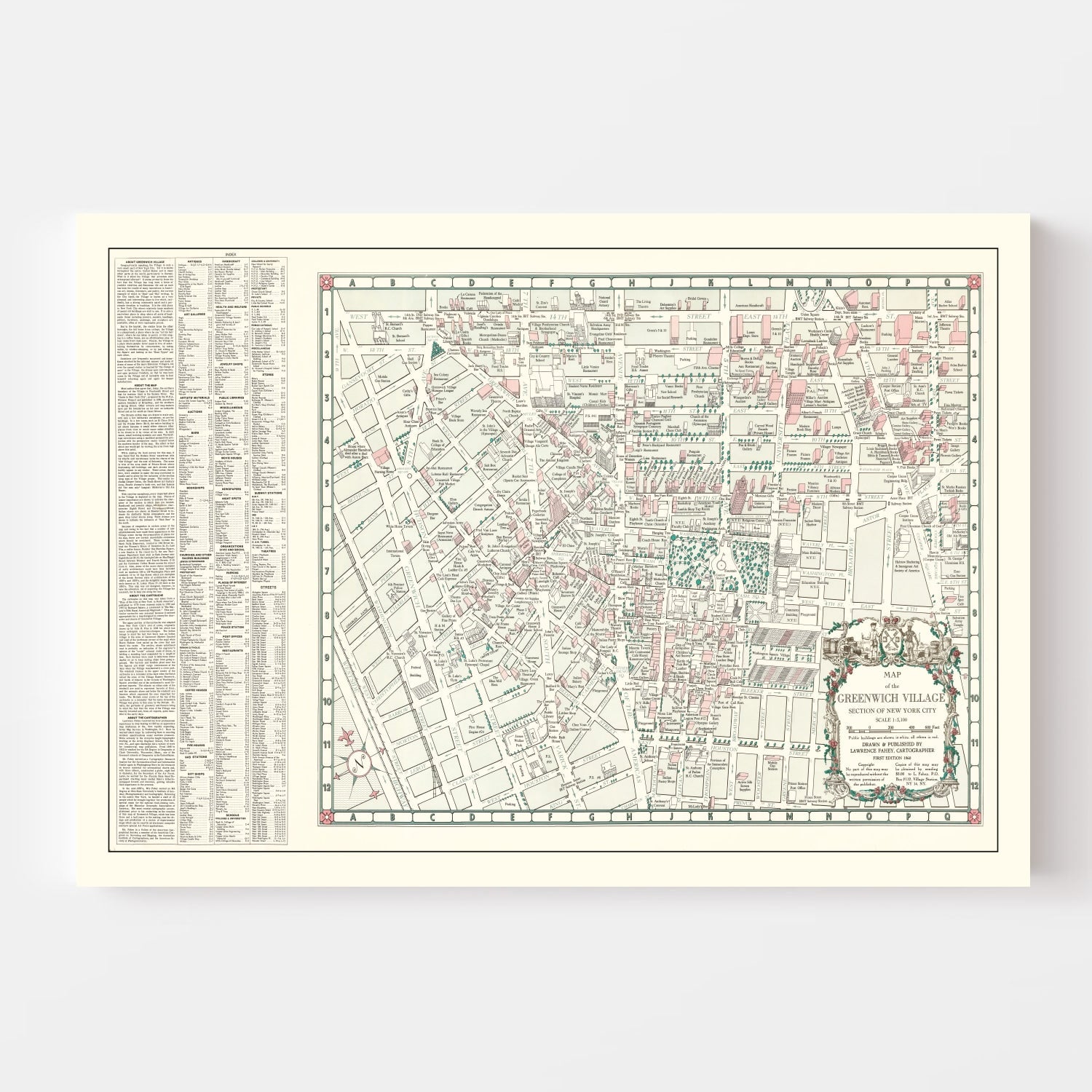 Vintage Greenwich Village New York City Map 1960