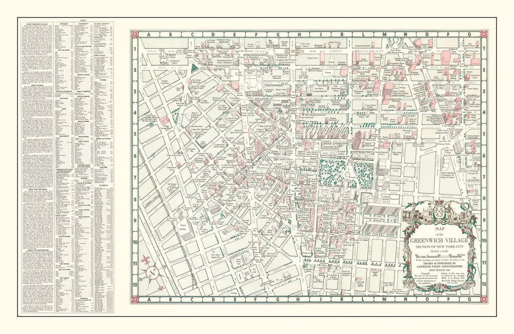 Vintage Greenwich Village New York City Map 1960