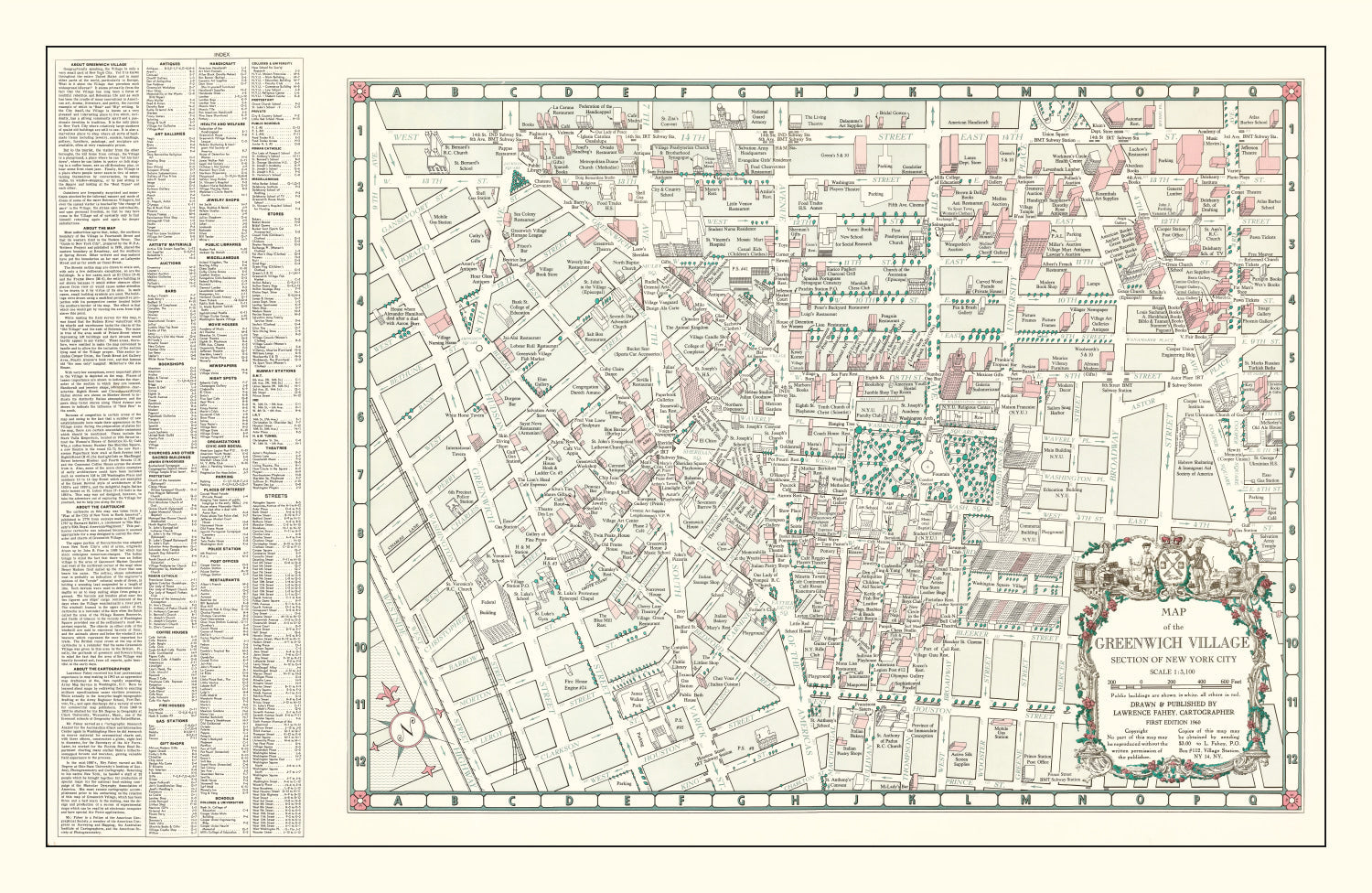 Vintage Greenwich Village New York City Map 1960