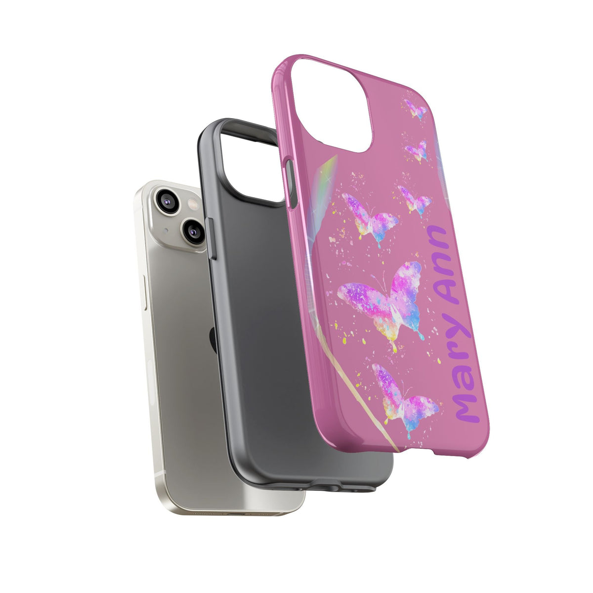 Personalized Butterfly Phone Case, Floral Phone Cover, Customizable Phone Case, Gift for Her, Pastel Decor