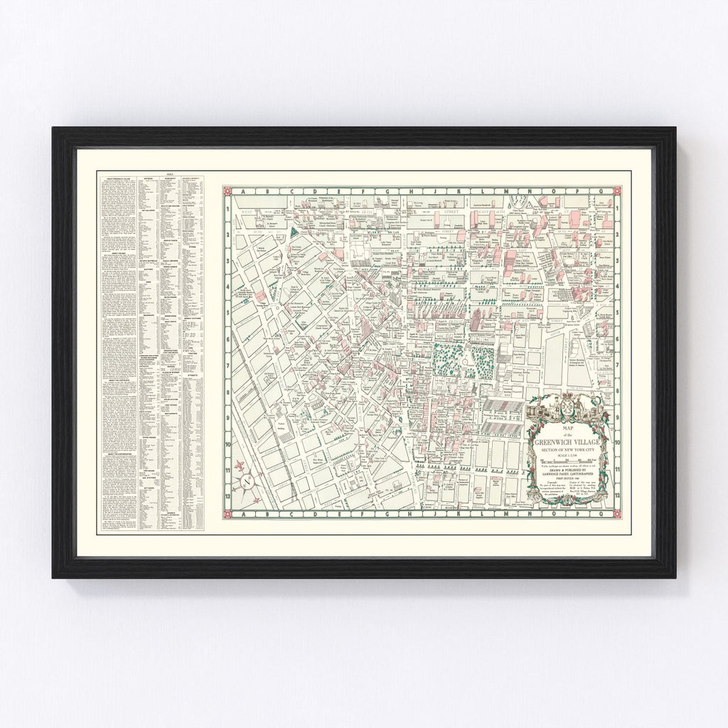 Vintage Greenwich Village New York City Map 1960
