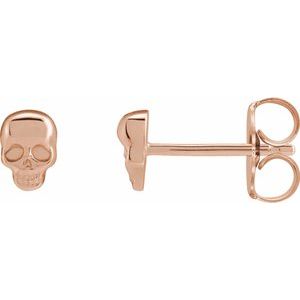 14K Rose Skull Earrings