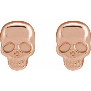 14K Rose Skull Earrings