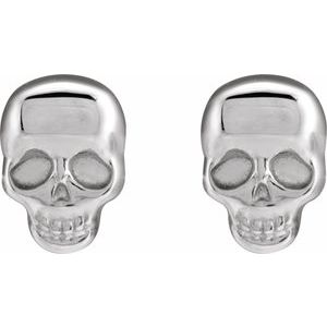 14K White Skull Earrings