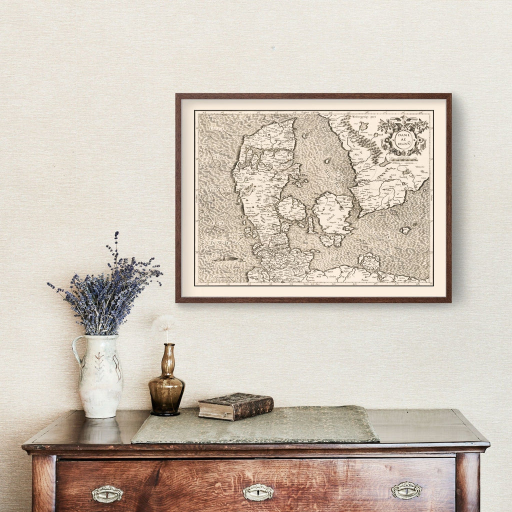 Vintage Map of Denmark 1595