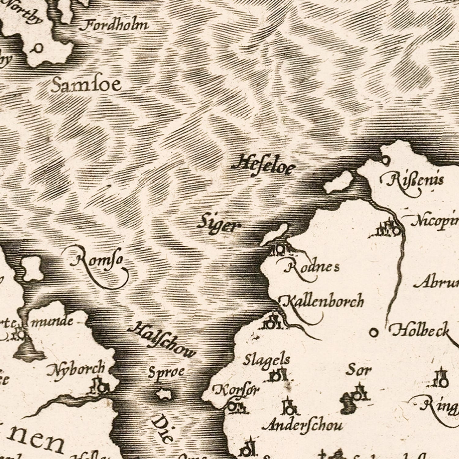 Vintage Map of Denmark 1595