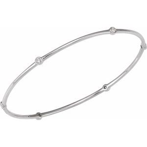 14K White Gold 1/4 CTW Lab-Grown Diamond Bezel-Set Bangle 8" Bracelet