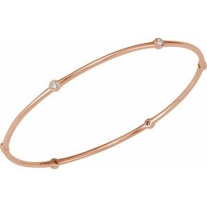 14K Rose Gold 1/4 CTW Natural Diamond Bezel-Set Bangle 8" Bracelet – image 2