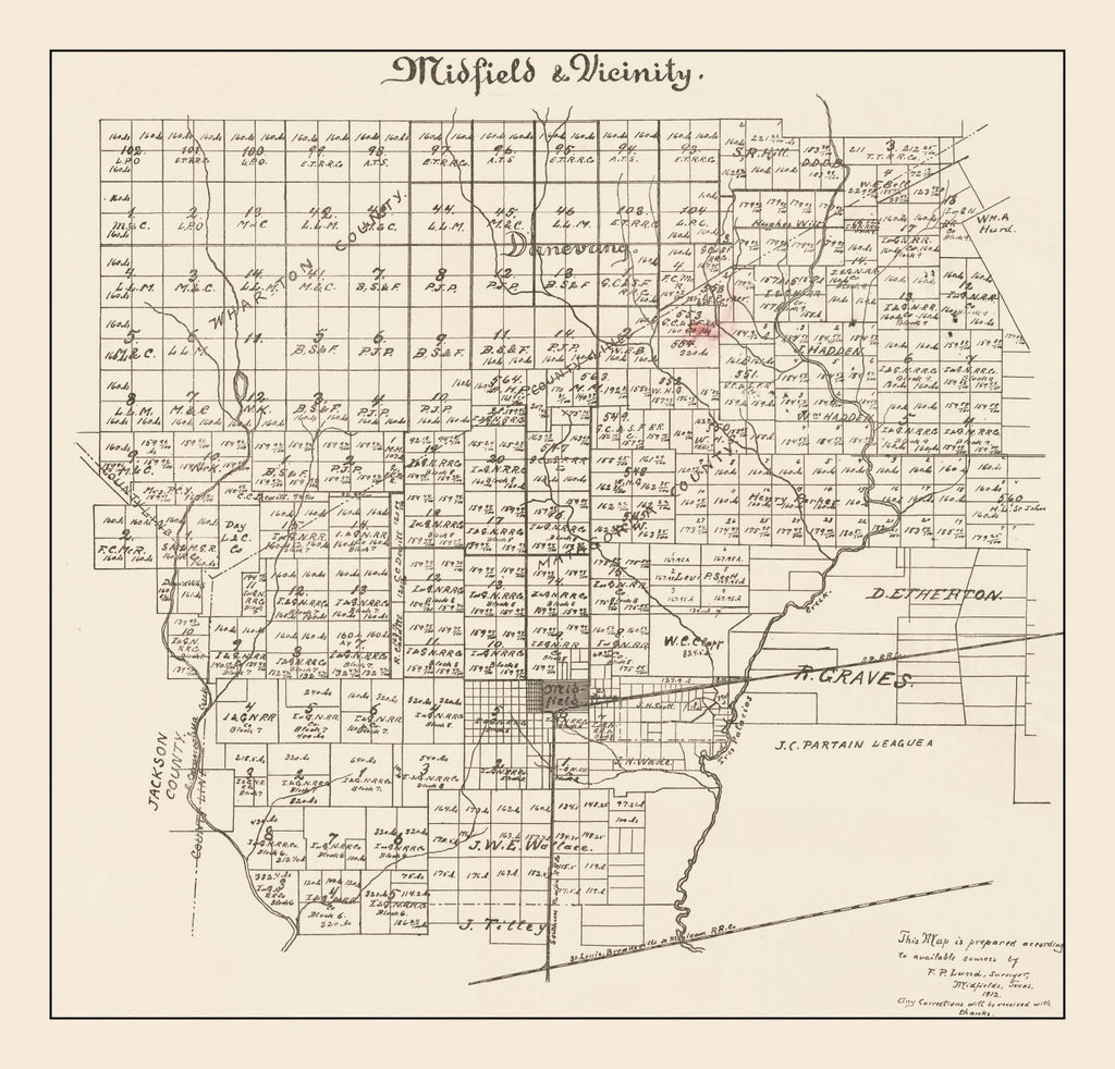 Vintage Map of Midfield, Texas 1912