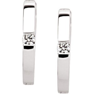 14K White Gold .07 CTW Natural Diamond Hoop Earrings – image 2