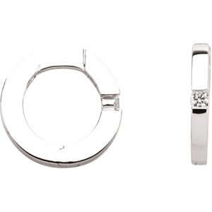 14K White Gold .07 CTW Natural Diamond Hoop Earrings