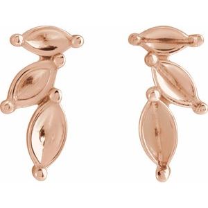 14K Rose Gold Marquise Accented Right Nature Earring Mounting – image 2