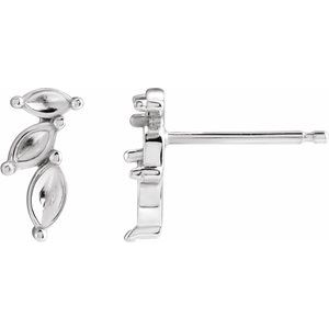 Sterling Silver Marquise Accented Left Nature Earring Mounting