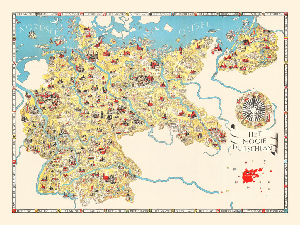 Vintage Propaganda Tourist Map of Germany 1936
