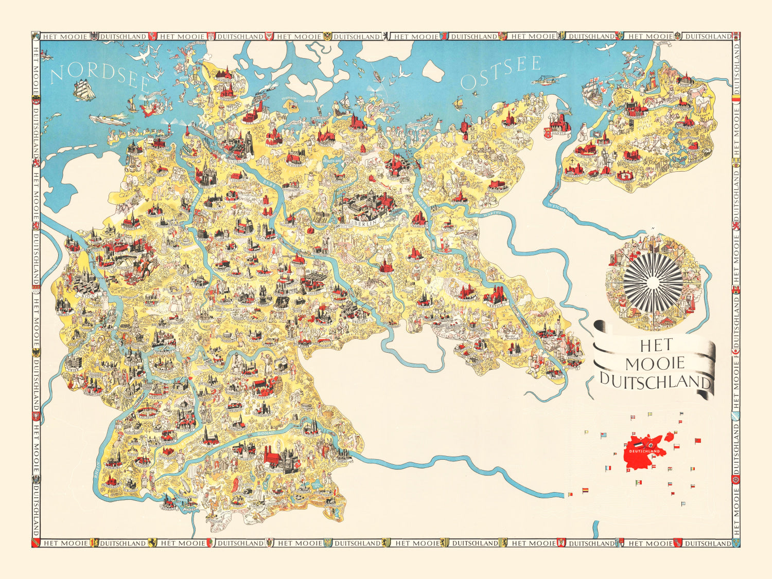 Vintage Propaganda Tourist Map of Germany 1936