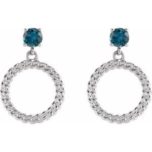 Platinum Natural London Blue Topaz Chain Link Earrings – image 2