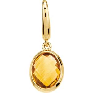 14K Yellow Gold Checkerboard Natural Citrine Charm/Pendant