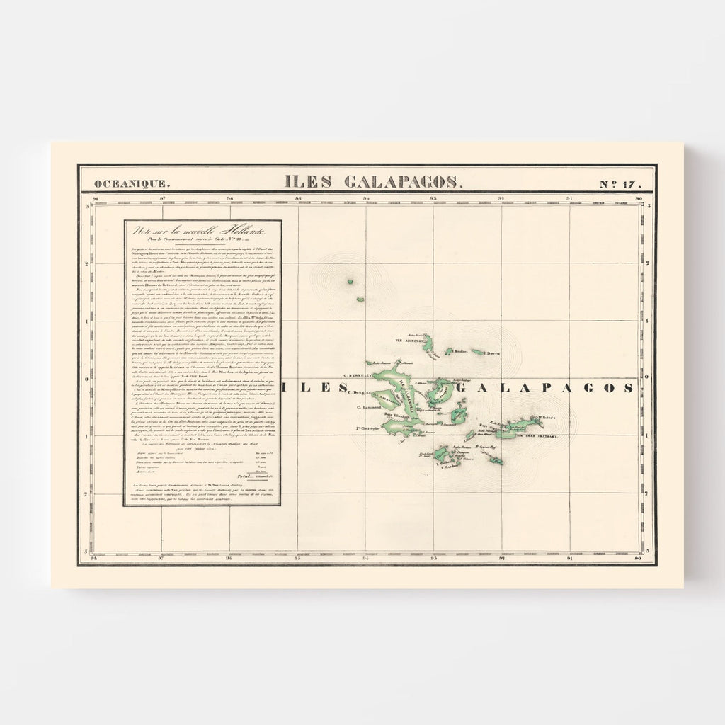 Vintage Galapagos Islands Map 1827