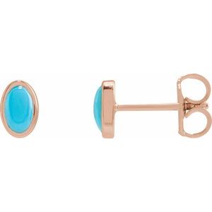 14K Rose Gold Natural Turquoise Earrings