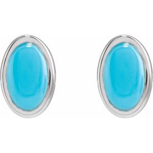 14K White Gold Natural Turquoise Earrings – image 2