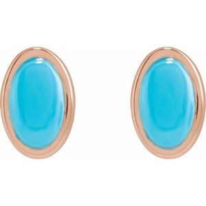 14K Rose Gold Natural Turquoise Earrings