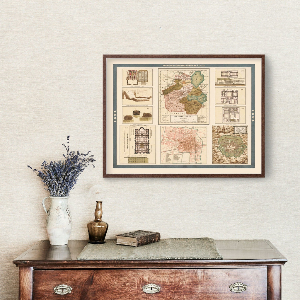 Vintage Map of Mexico City, Mexico 1897