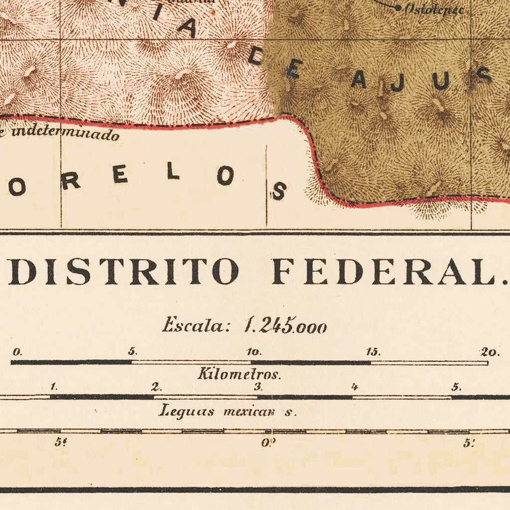 Vintage Map of Mexico City, Mexico 1897