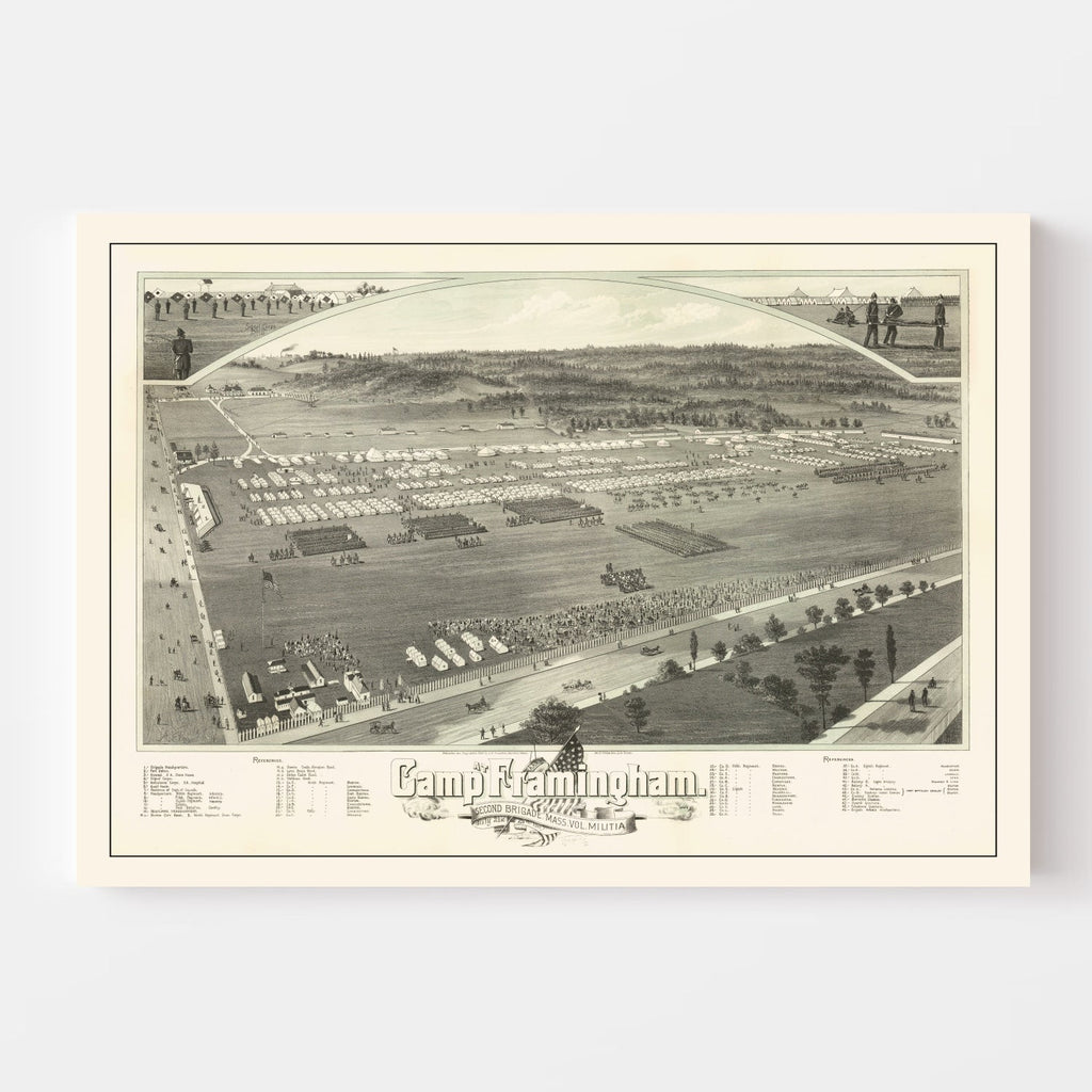 Vintage Camp Framingham, MA Map 1885