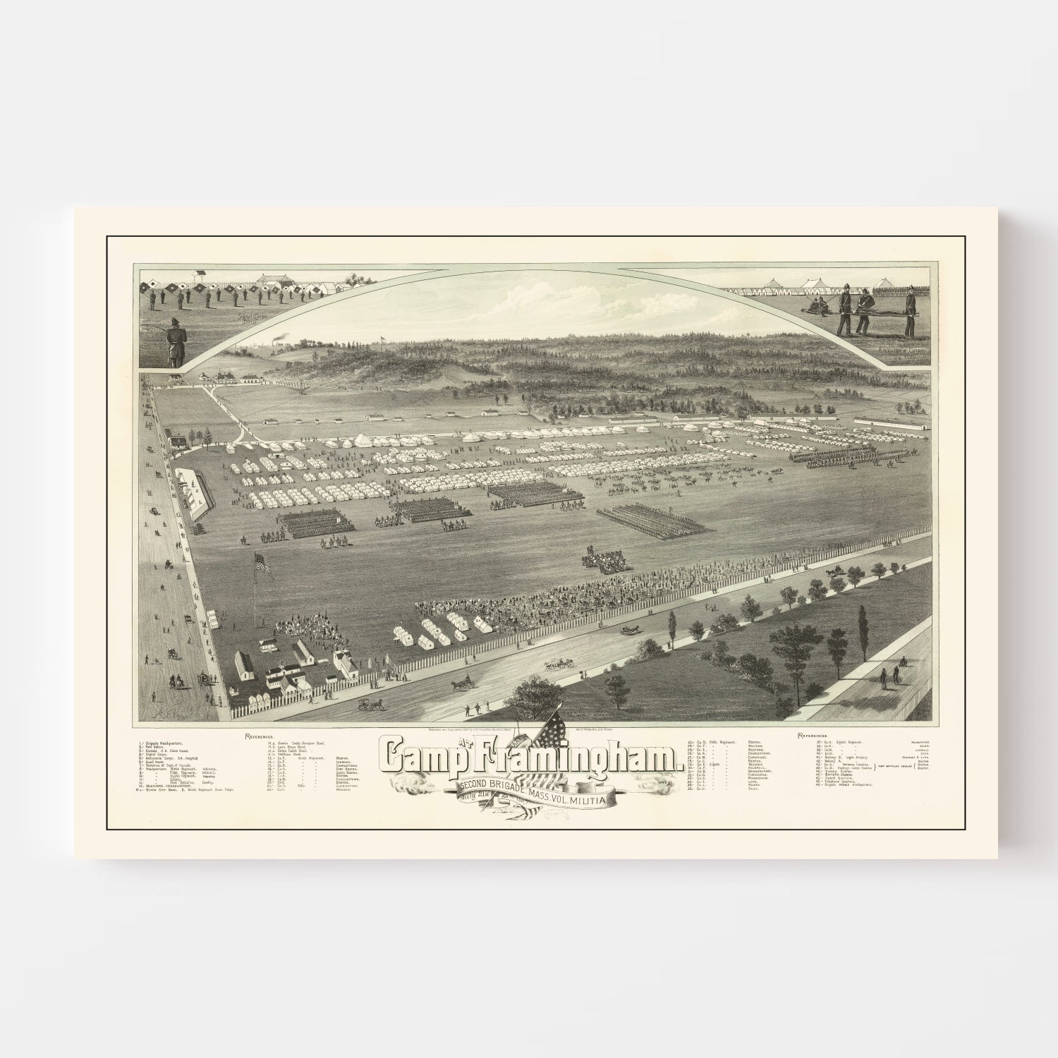 Vintage Camp Framingham, MA Map 1885