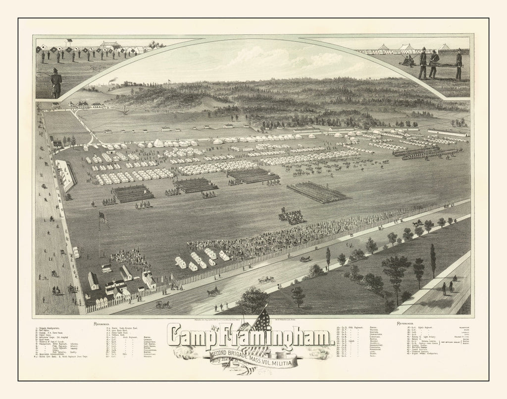 Vintage Camp Framingham, MA Map 1885
