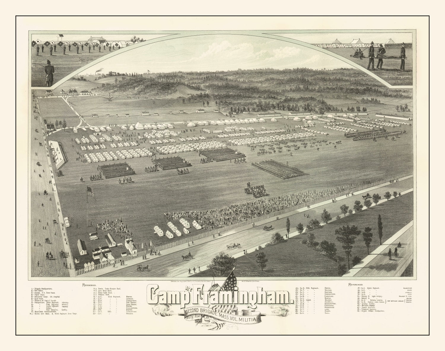 Vintage Camp Framingham, MA Map 1885