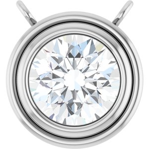 14K White Gold 3/4 CT Lab-Grown Diamond Bezel Set Necklace Center