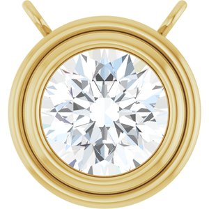 14K Yellow Gold 3/4 CT Lab-Grown Diamond Bezel Set Necklace Center